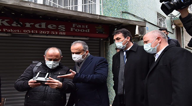 Başkan Aktaş, toprak kaymasının yaşandığı bölgeyi inceledi