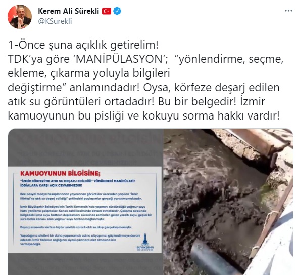 Büyükşehir'in Körfez'e akan pis su açıklamasına, Başkan Sürekli'den sert tepki