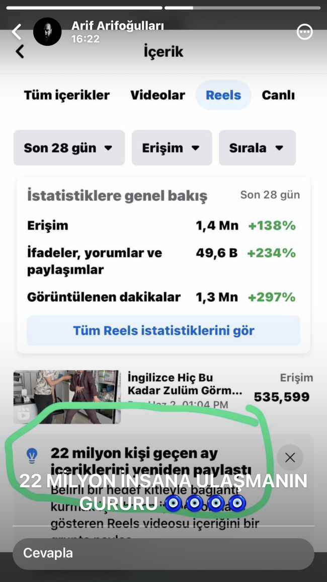 Arif Arifoğulları'ndan Teşekkür Mesajı: Yöresel Videolar 22 Milyon İzlenmeye Ulaştı