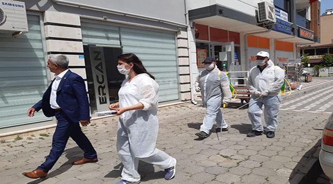 DALAMAN BELEDİYESİ BERBER VE KUAFÖR SALONLARINI DEZENFEKTE ETTİ