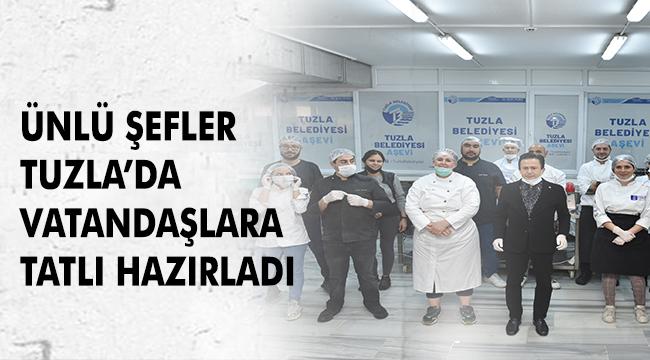 Ünlü şefler, ihtiyaç sahibi 65 yaş üstü 3 bin Tuzlalı'ya bayram tatlısı hazırladı