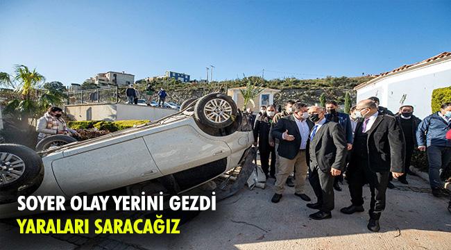 Başkan Soyer hortumun vurduğu Alaçatı&#039;da