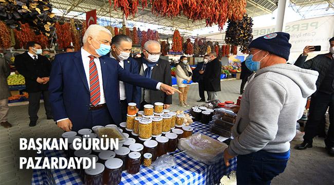 Başkan Gürün’den Pazarda Koronavirüs Denetimi