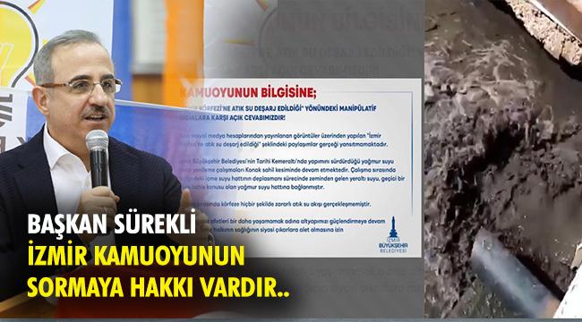 Büyükşehir&#039;in Körfez&#039;e akan pis su açıklamasına, Başkan Sürekli&#039;den  sert tepki