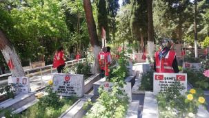 Genç Kızılaycılar mezarlıklarda vefa hizmetinde