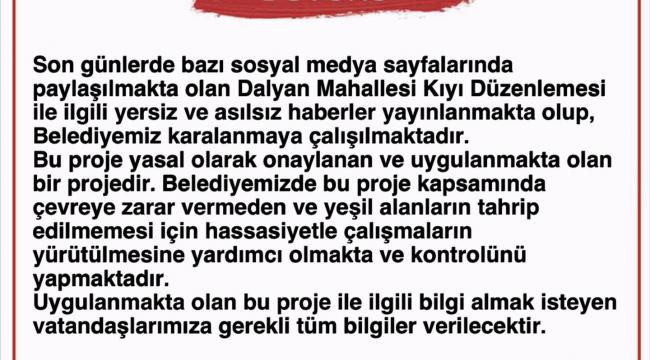 Ortaca Belediyesi'nden Kamuoyuna Duyuru