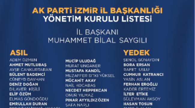 AK Parti İzmir&#039;de yeni yönetim belli oldu