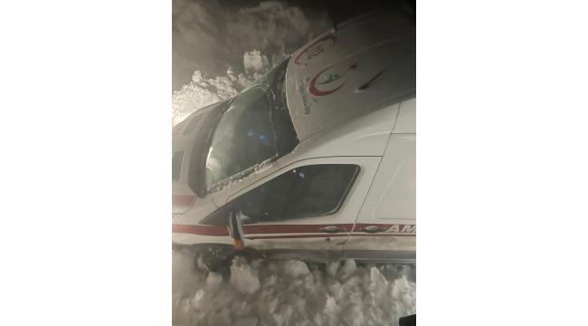 Tekman'da karda mahsur kalan ambulansı ekipler kurtardı 
