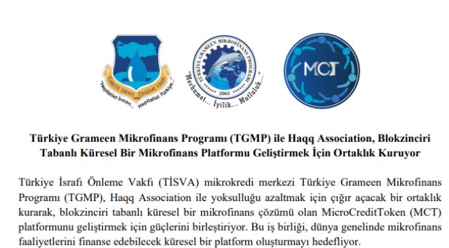 TGMP ve Haqq Association&#039;dan Blokzinciri Tabanlı Küresel Mikrofinans Platformu Ortaklığı