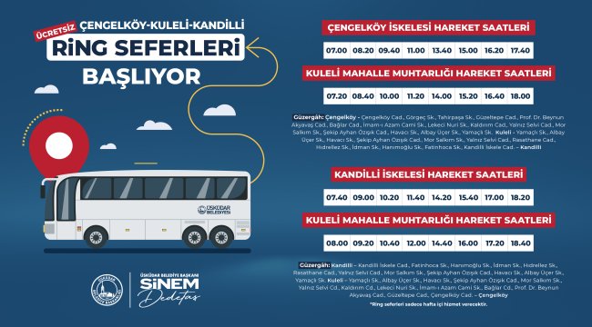 Üsküdar&#039;da Çengelköy - Kuleli - Kandilli ring seferleri başlıyor
