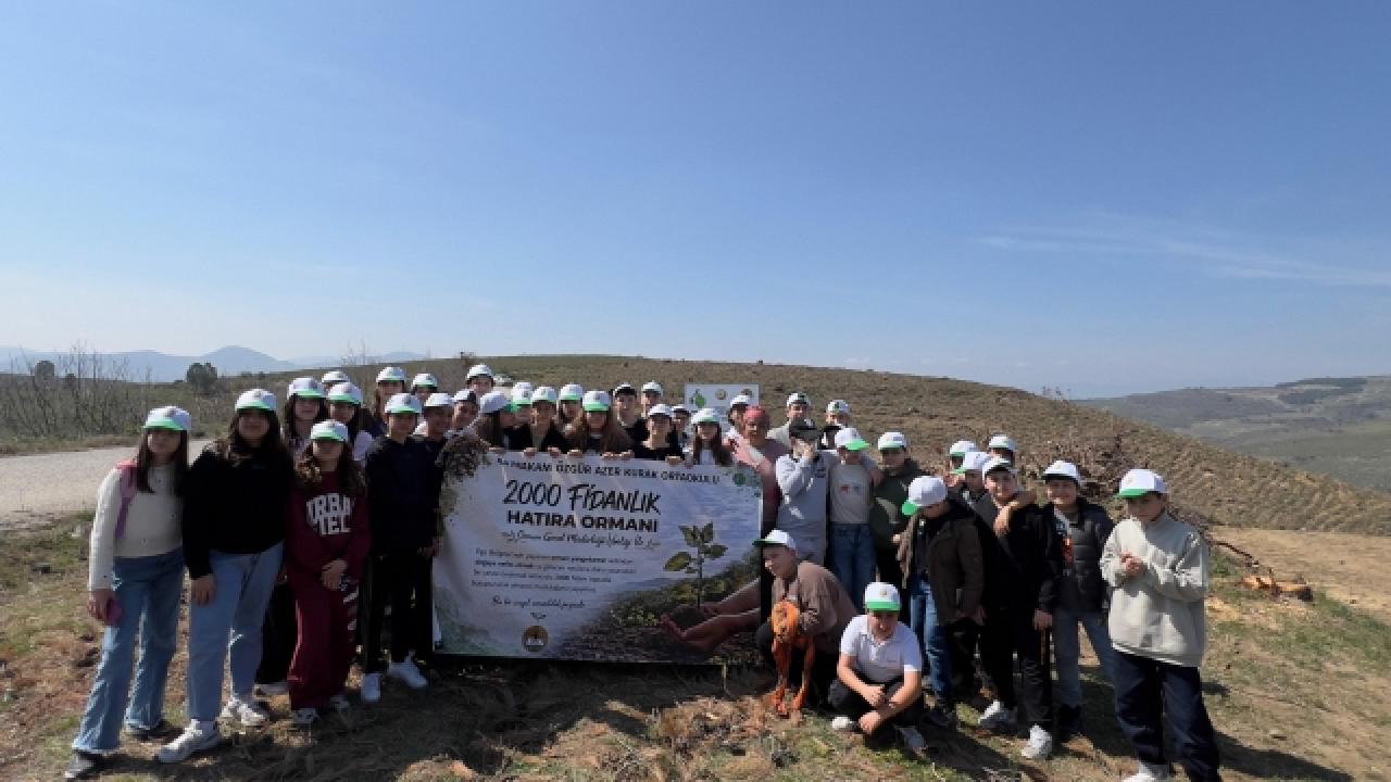 Kaymakam Özgür Azer Kurak Ortaokulu'ndan Doğaya 2000 Fidanlık Katkı